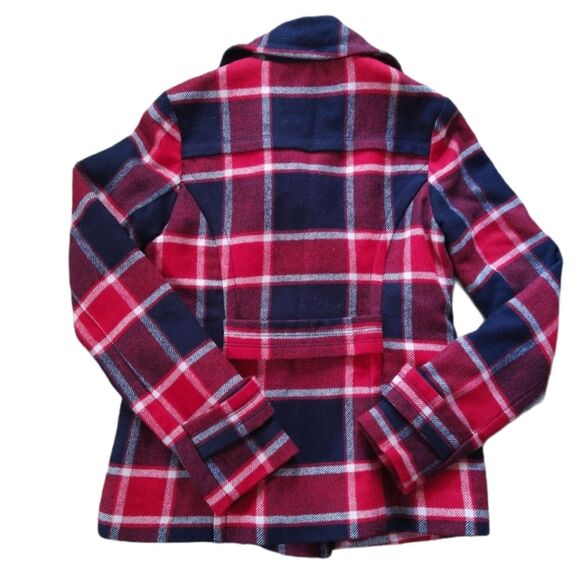 American Eagle Plaid Wool Pea Coat - Picture 4 of 6